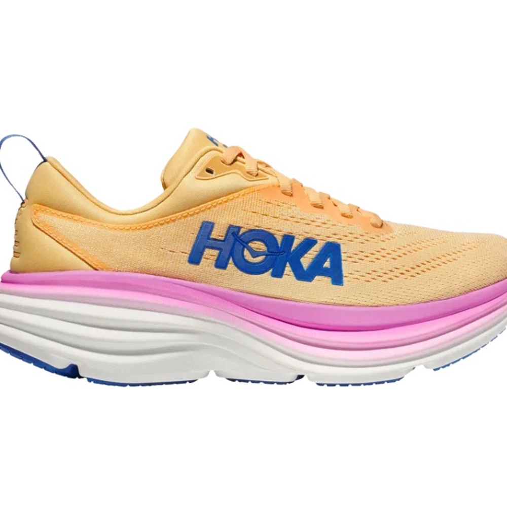 Hoka Yellow and Pink Athletic Shoes with Thick Sole